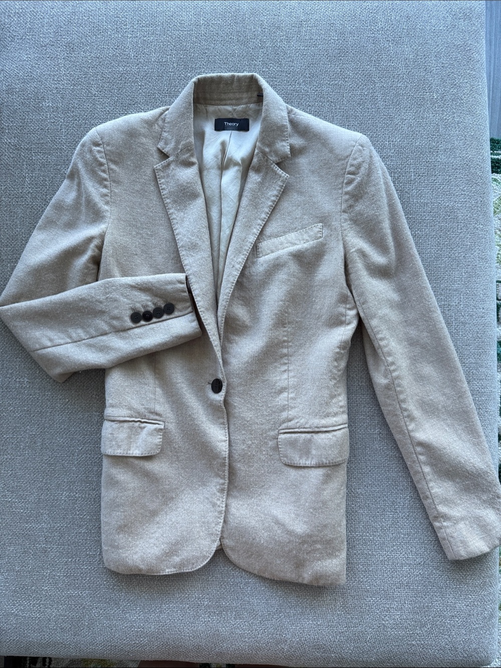 Theory Beige 100% Wool Staple Blazer